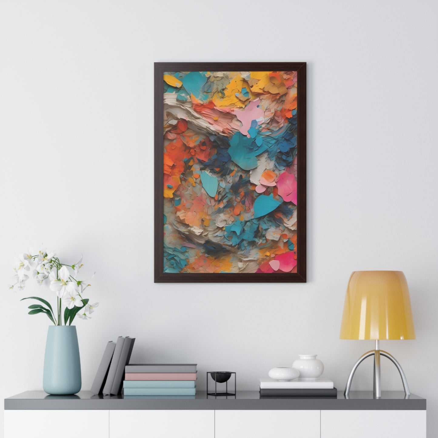 Paper Pastel Flowers 2 Framed Vertical Poster