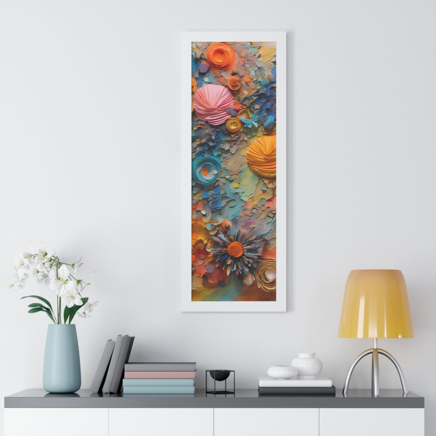 Paper pastel flowers 3 Framed Vertical Poster