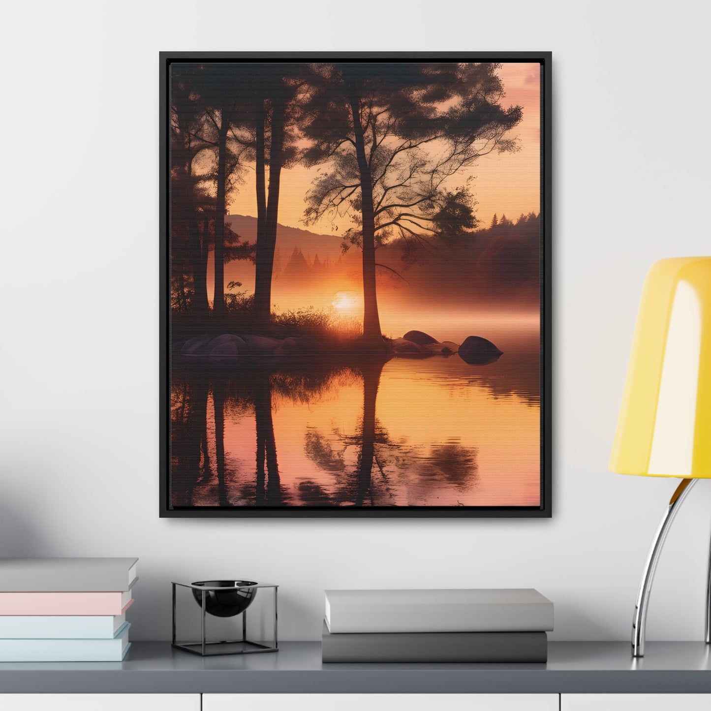 Lake sunset Gallery Canvas Wraps, Vertical Frame