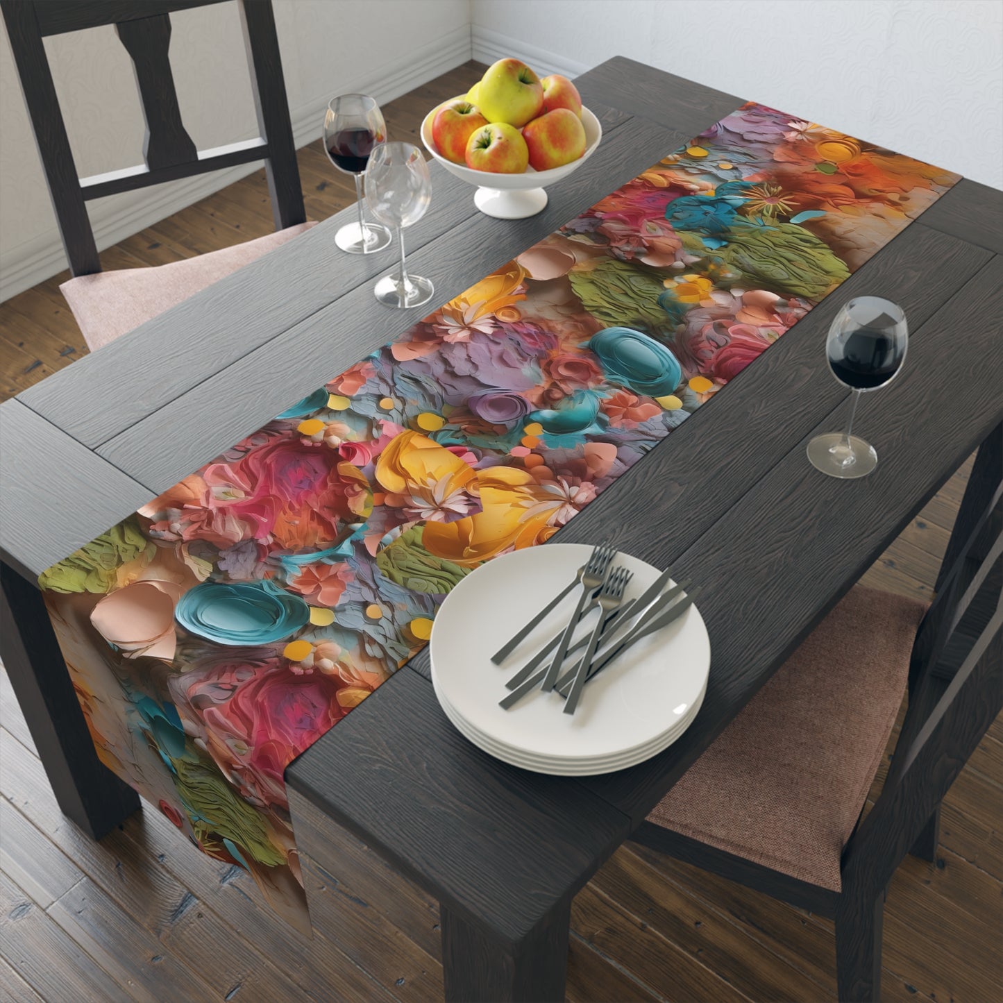 Paper pastel flowers Table Runner (Cotton, Poly)