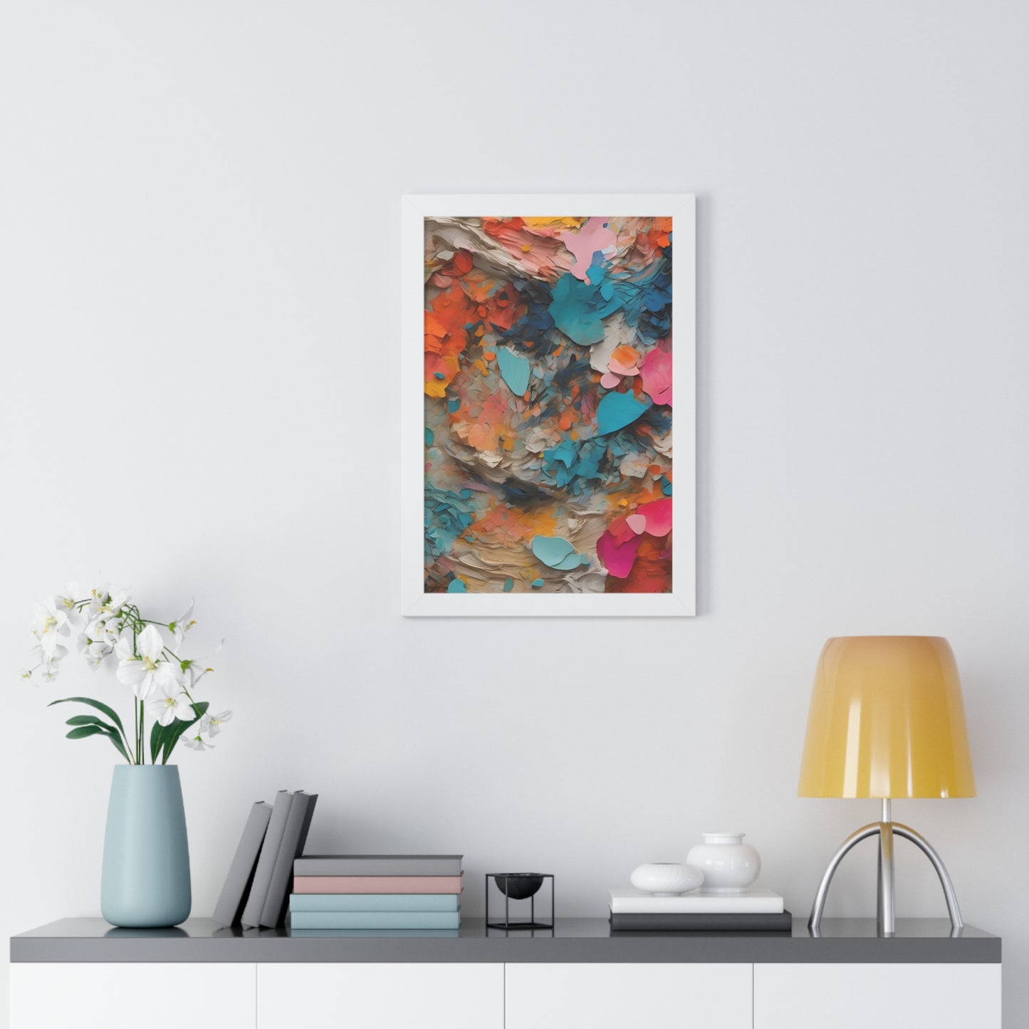 Paper Pastel Flowers 2 Framed Vertical Poster