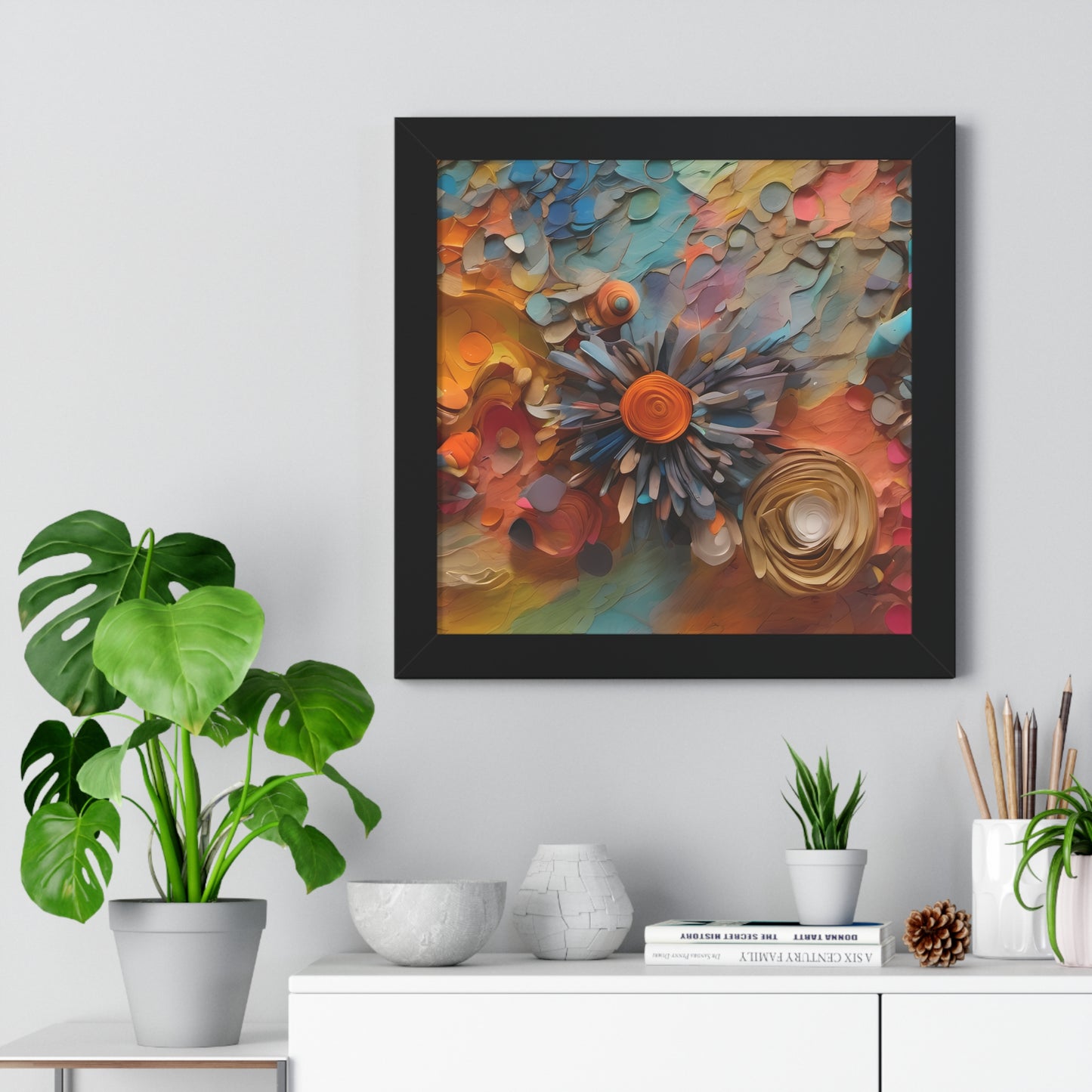 Paper pastel flowers 3 Framed Vertical Poster