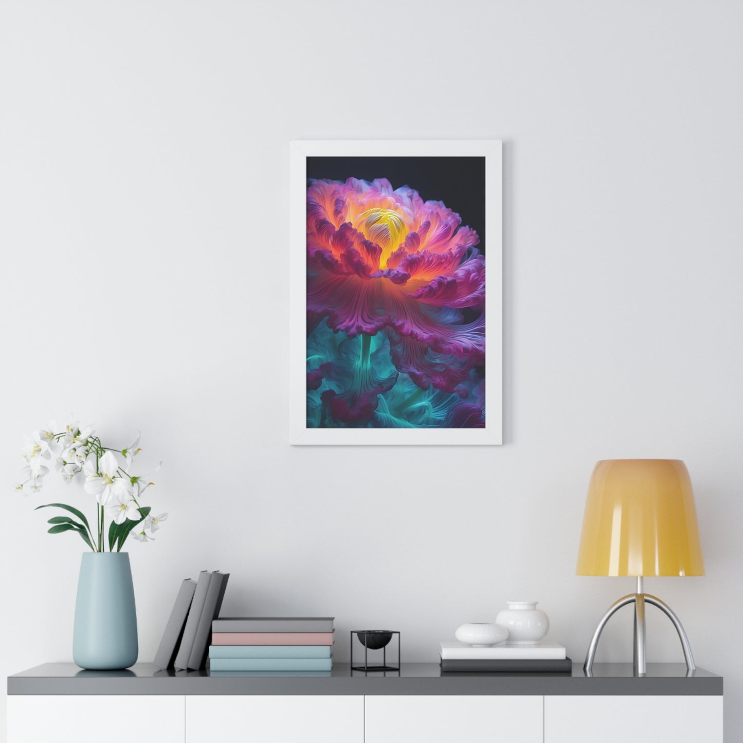 Smokey Peony Framed Vertical Poster