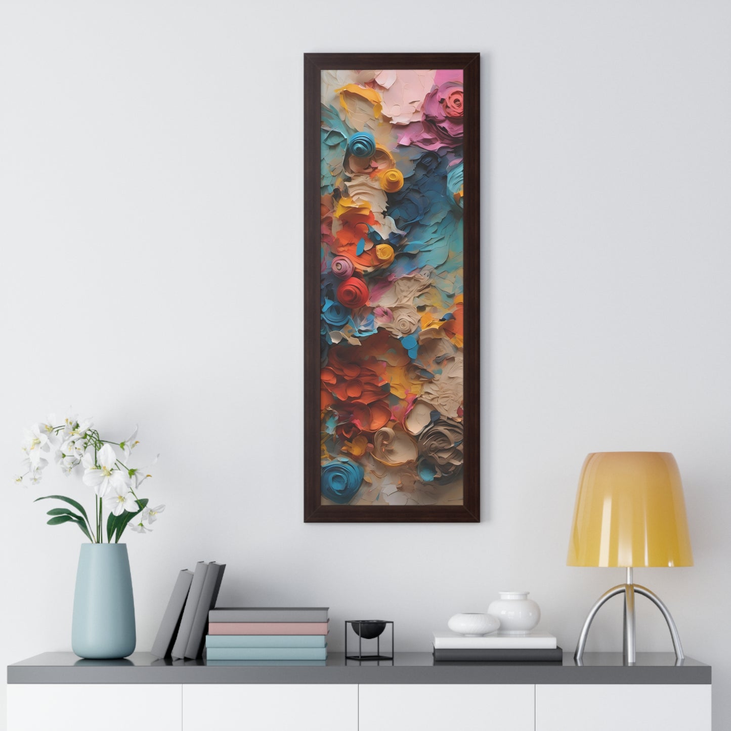 Paper flower pastel 1 Framed Vertical Poster