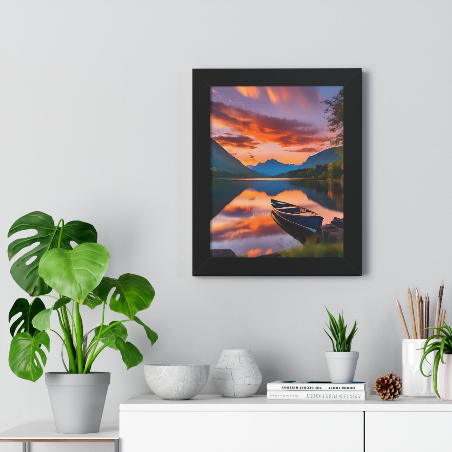 Canoe with a Veiw Framed Vertical Poster