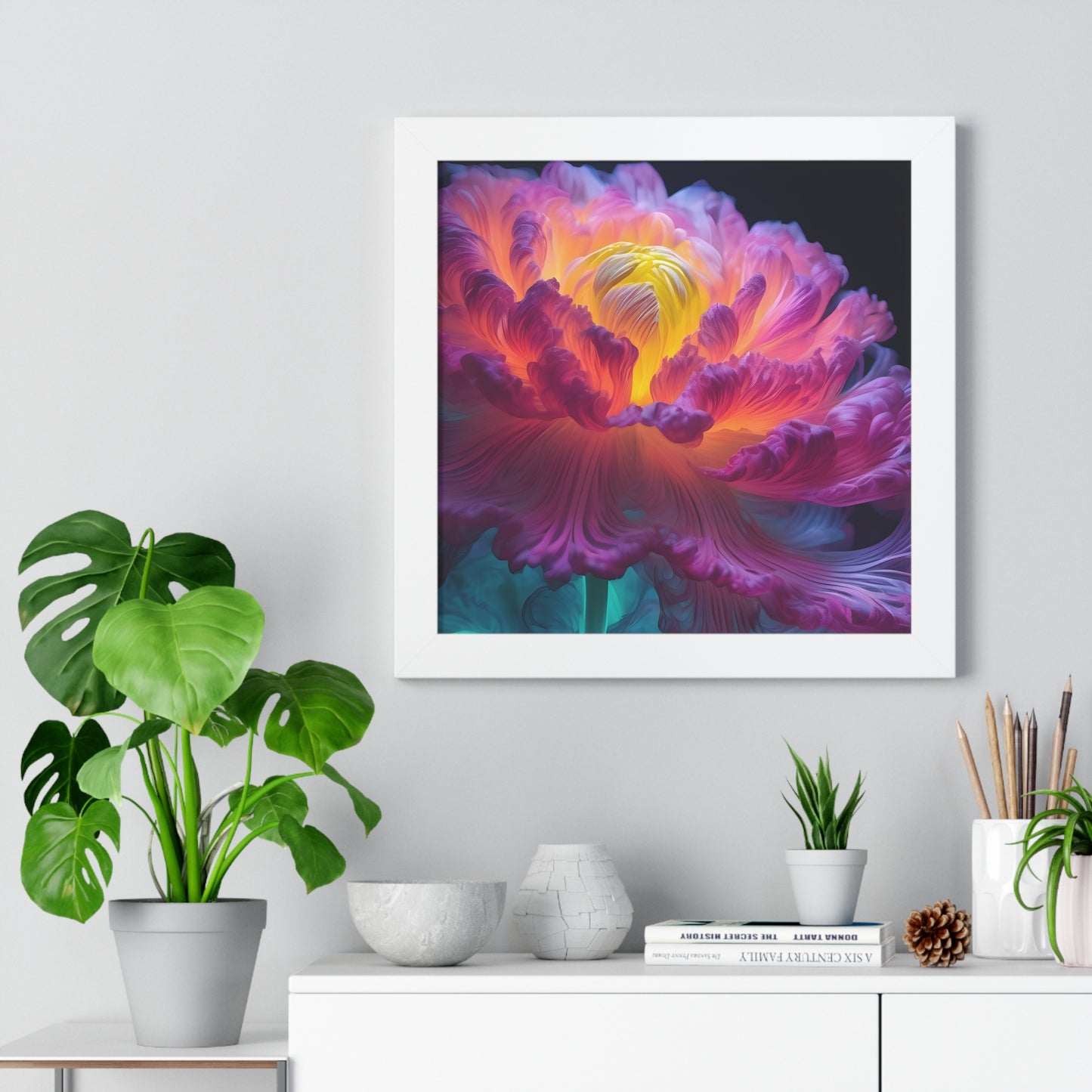 Smokey Peony Framed Vertical Poster