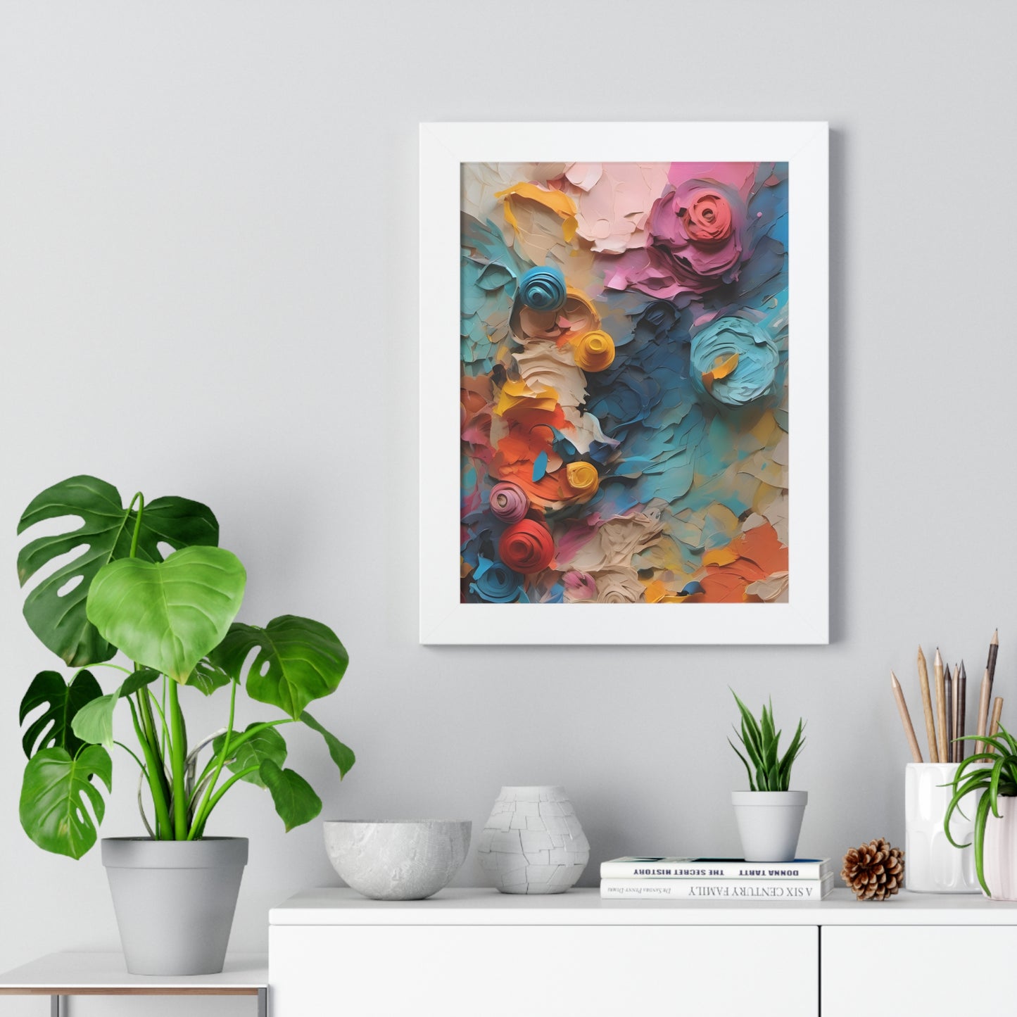 Paper flower pastel 1 Framed Vertical Poster