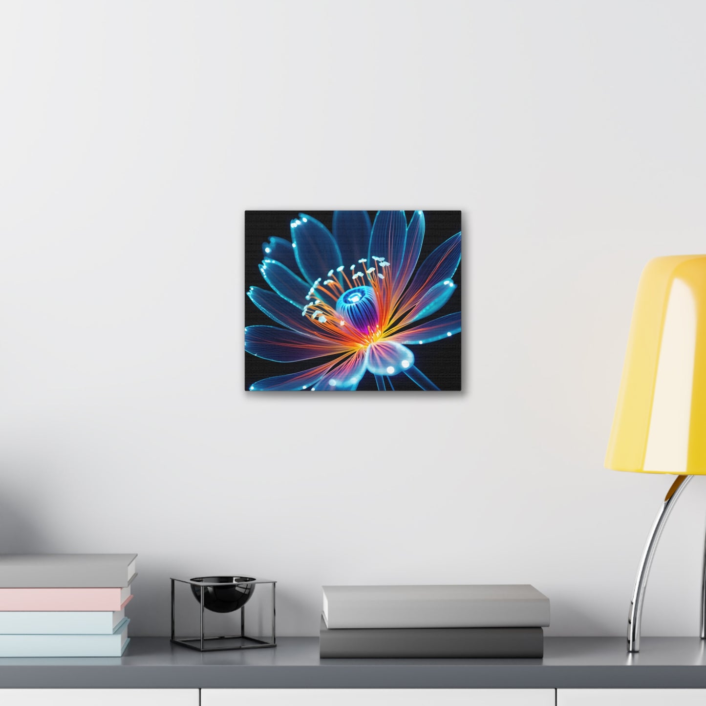 Blue Neon Fiber Optic flower 2.0 Canvas Stretched, 0.75"