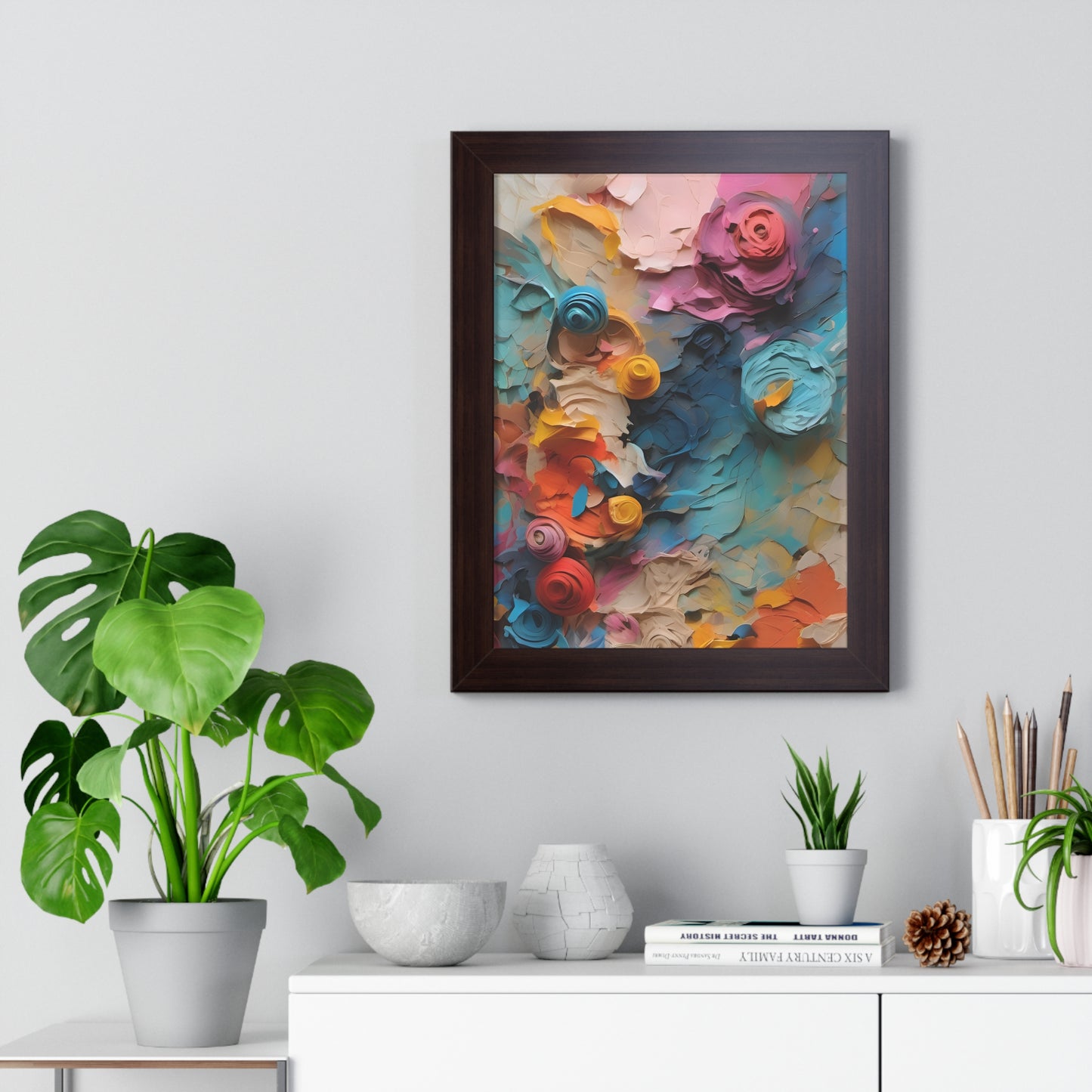 Paper flower pastel 1 Framed Vertical Poster