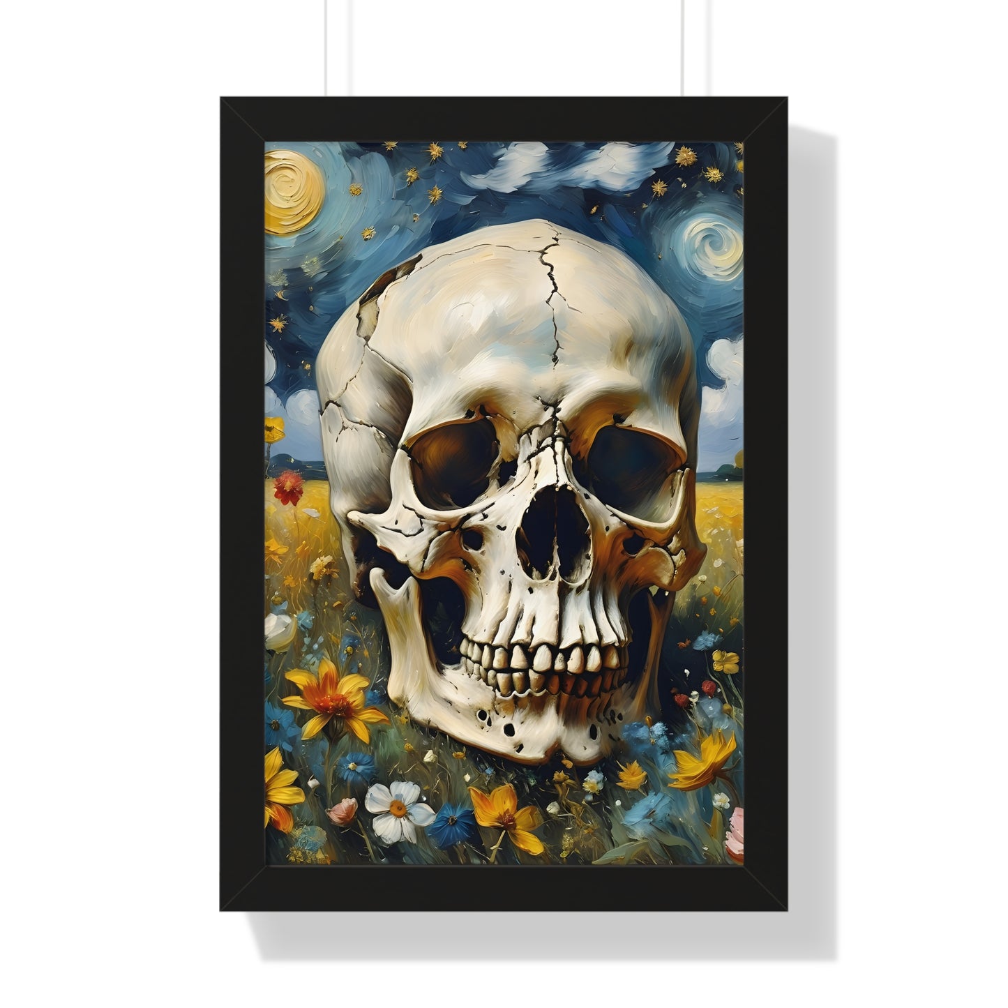 Starry night skull Framed Vertical Poster