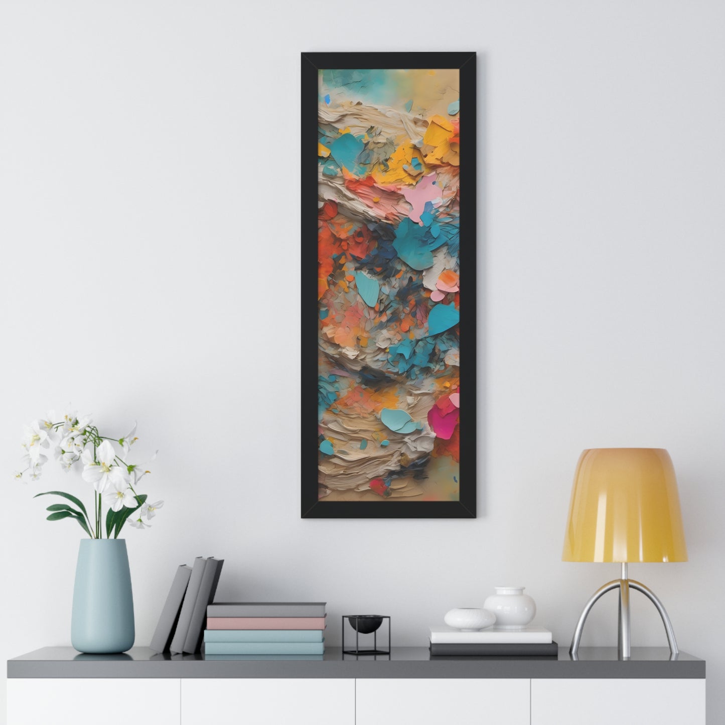 Paper Pastel Flowers 2 Framed Vertical Poster