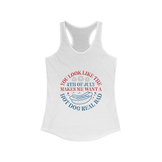 Makes be want a want a hotdog Women's Ideal Racerback Tank