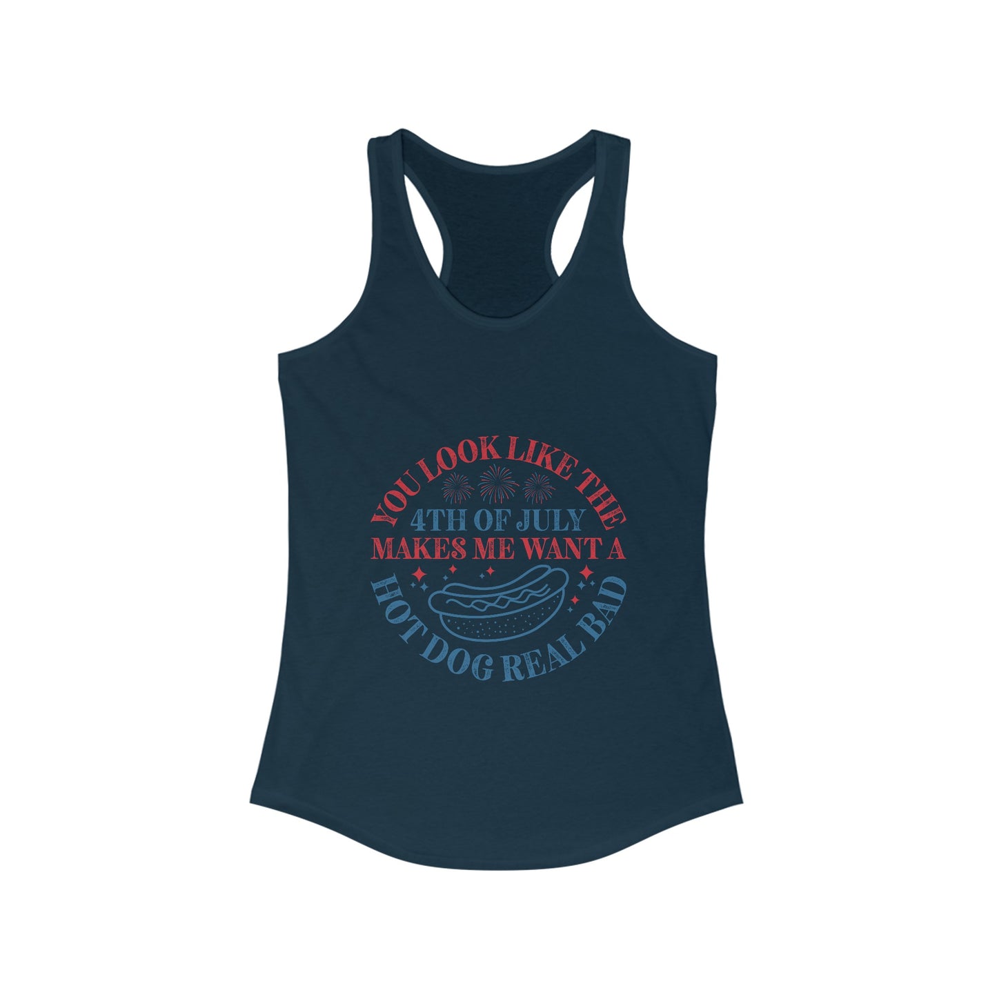 Makes be want a want a hotdog Women's Ideal Racerback Tank