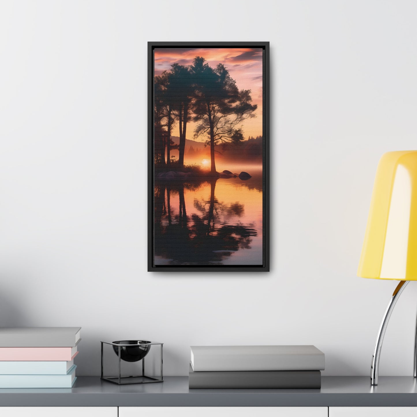 Lake sunset Gallery Canvas Wraps, Vertical Frame