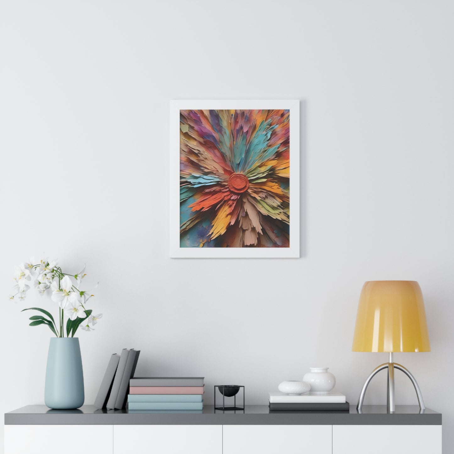 Paper flowers pastel 5 Framed Vertical Poster