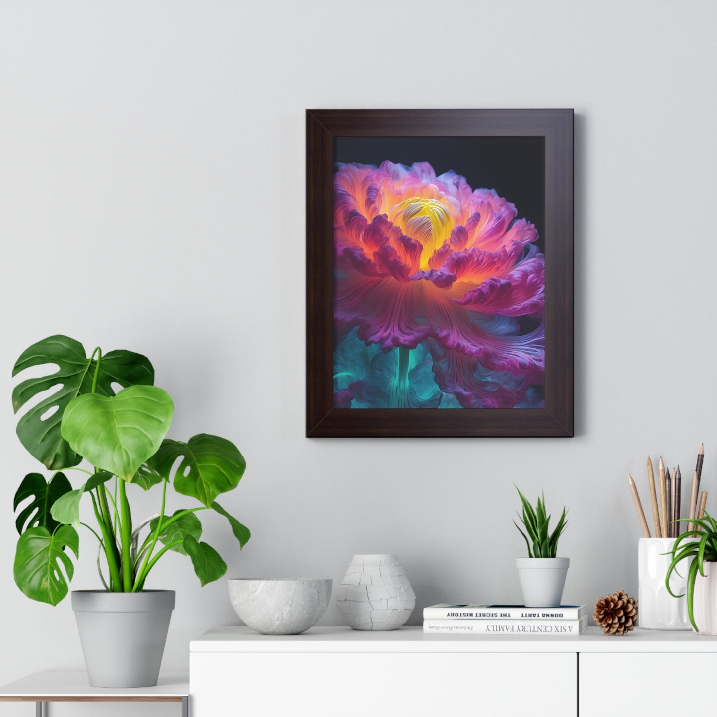 Smokey Peony Framed Vertical Poster