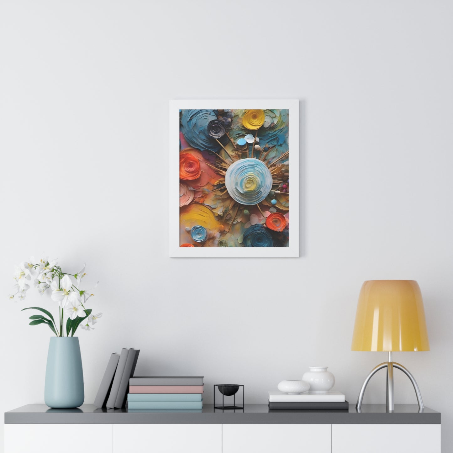 Paper flowers 4 Framed Vertical Poster