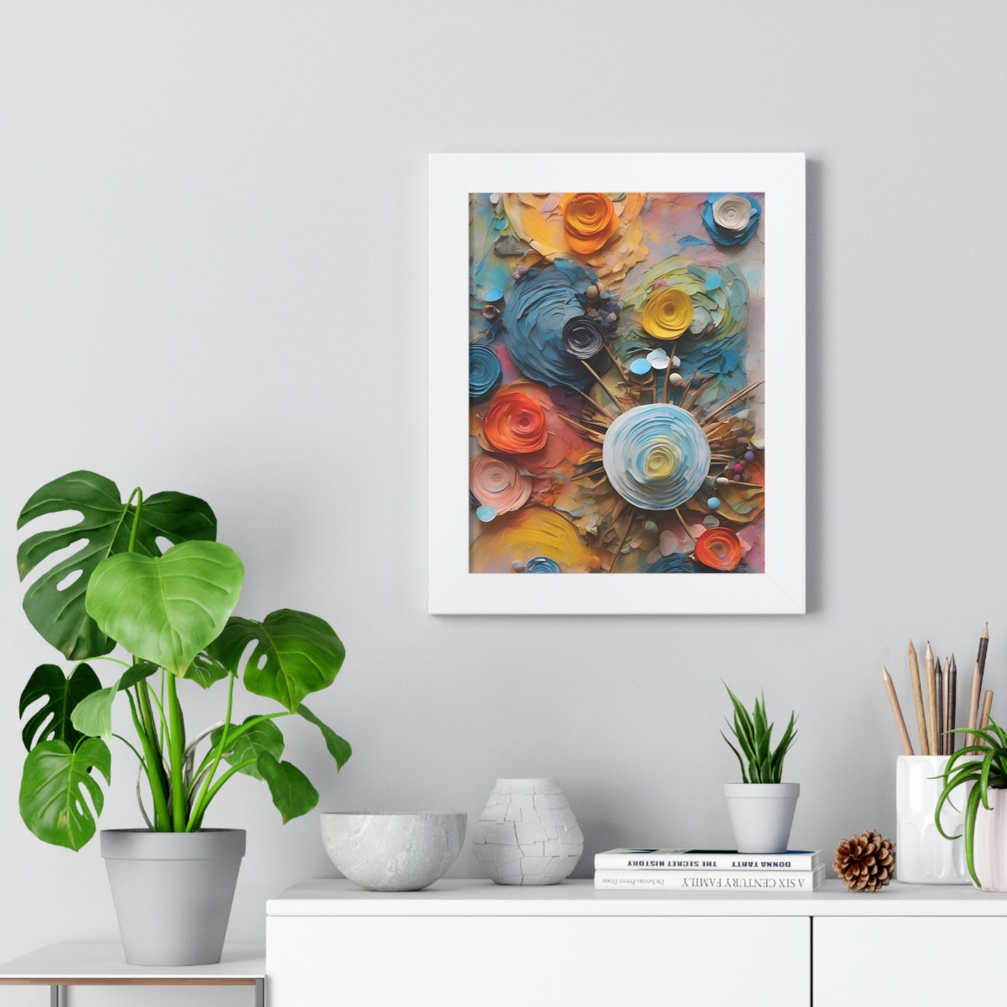 Paper flowers 4 Framed Vertical Poster