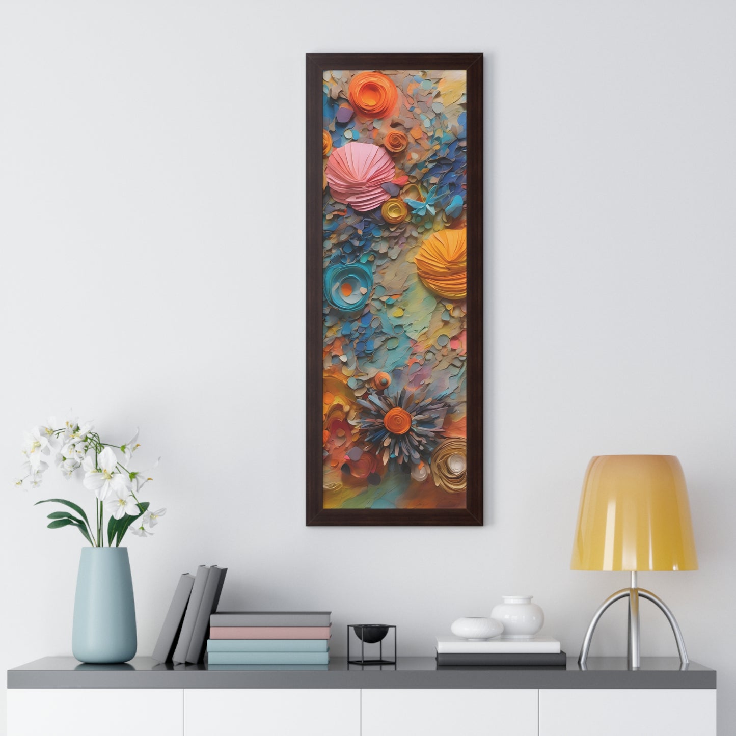 Paper pastel flowers 3 Framed Vertical Poster