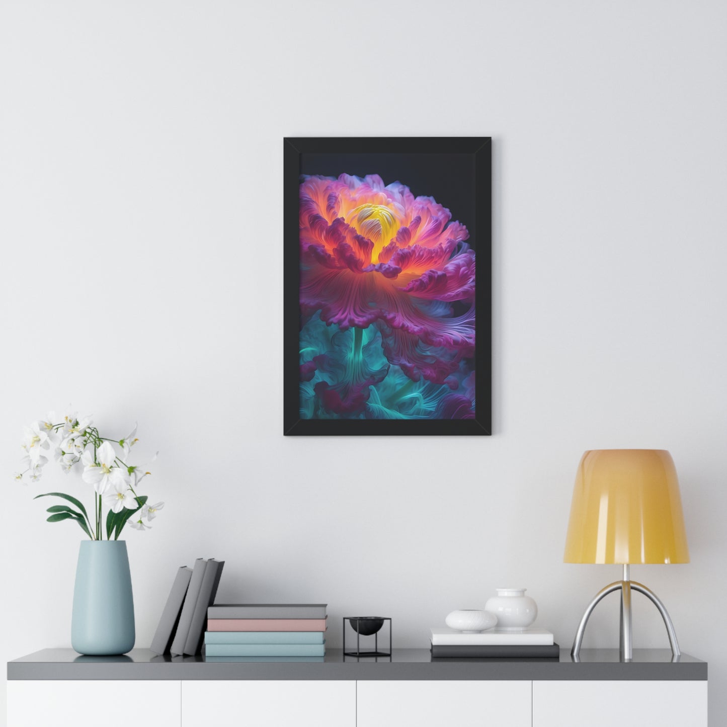 Smokey Peony Framed Vertical Poster