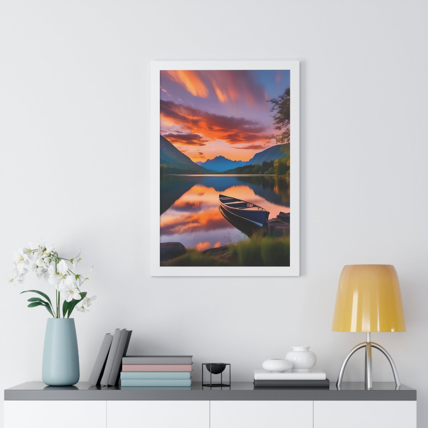 Canoe with a Veiw Framed Vertical Poster