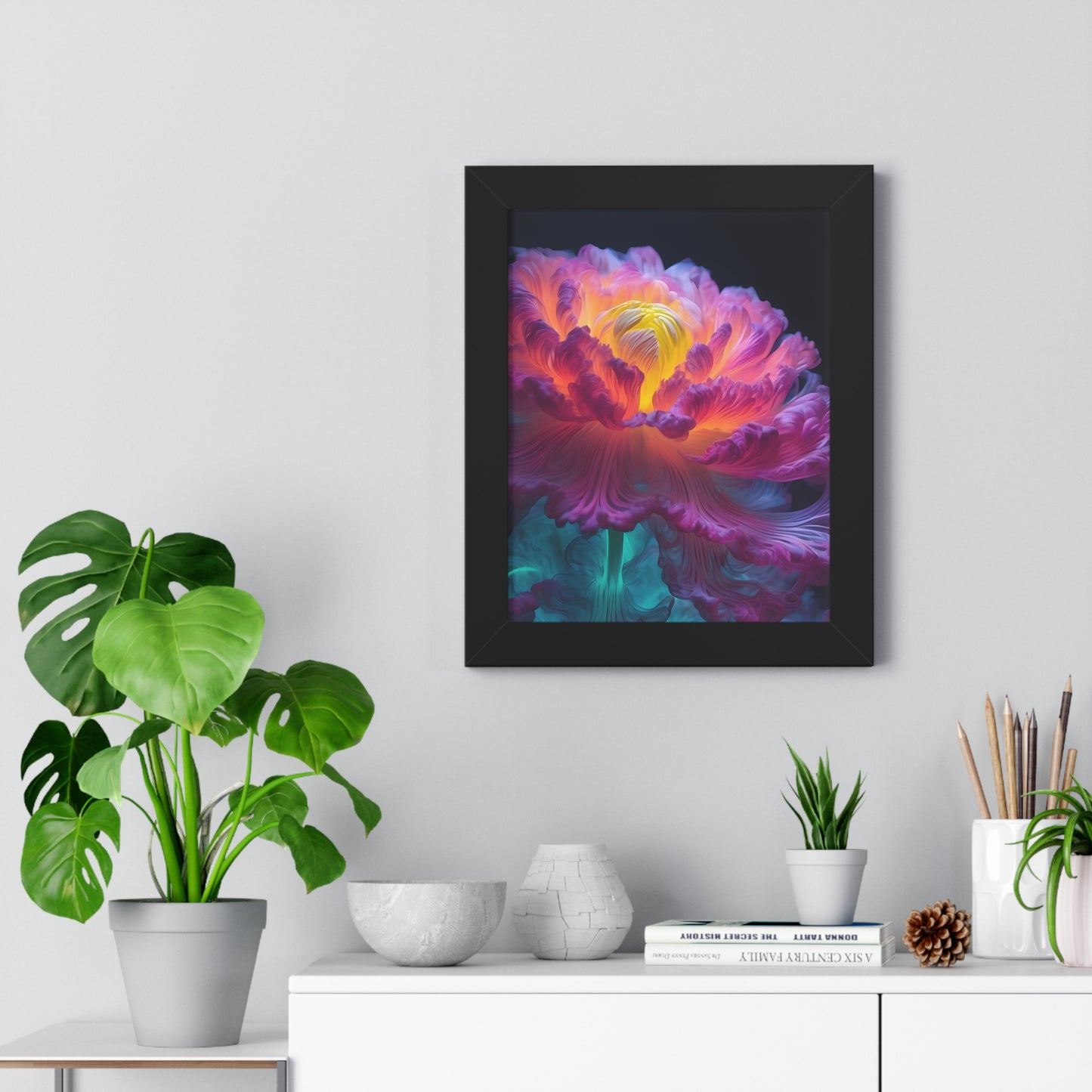 Smokey Peony Framed Vertical Poster