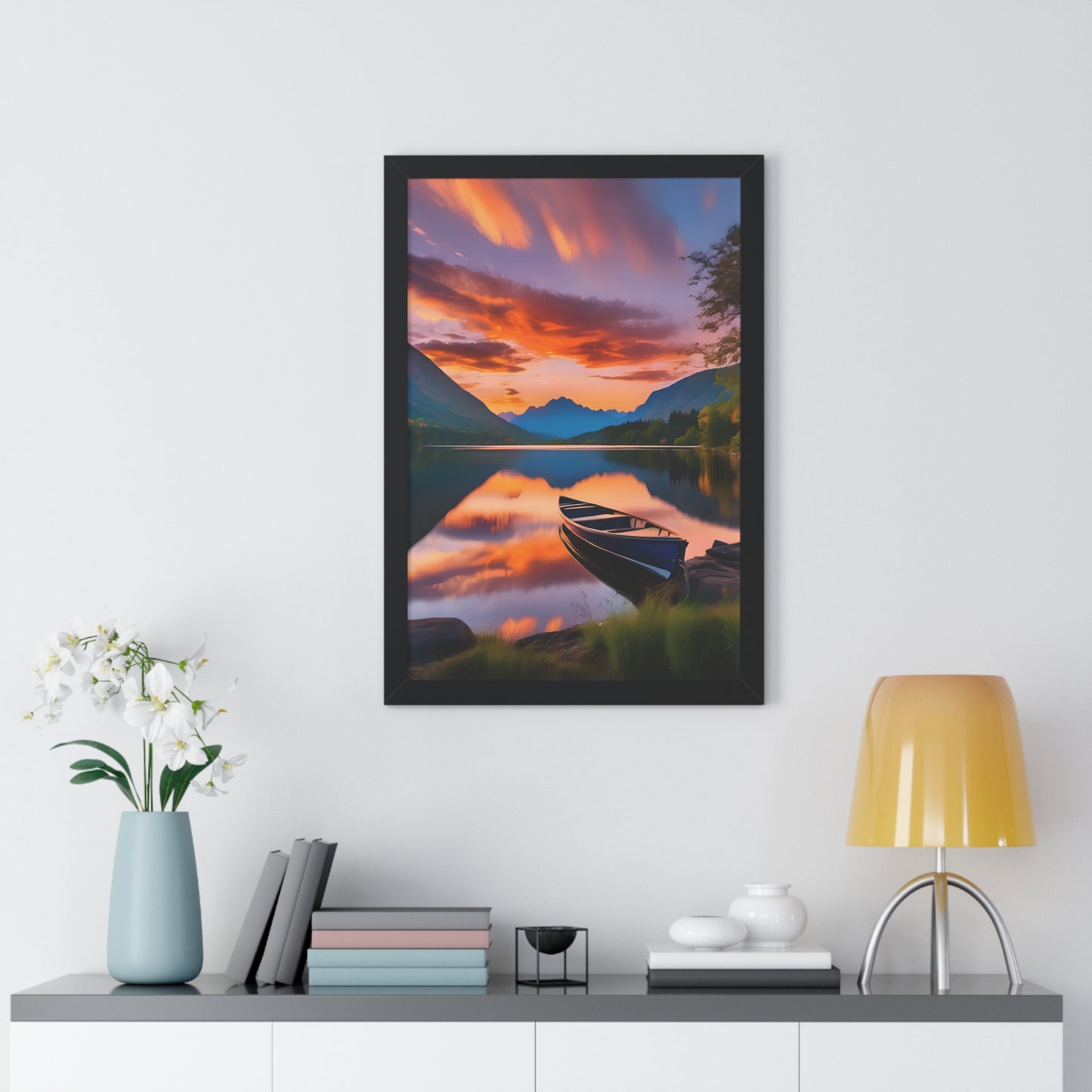 Canoe with a Veiw Framed Vertical Poster