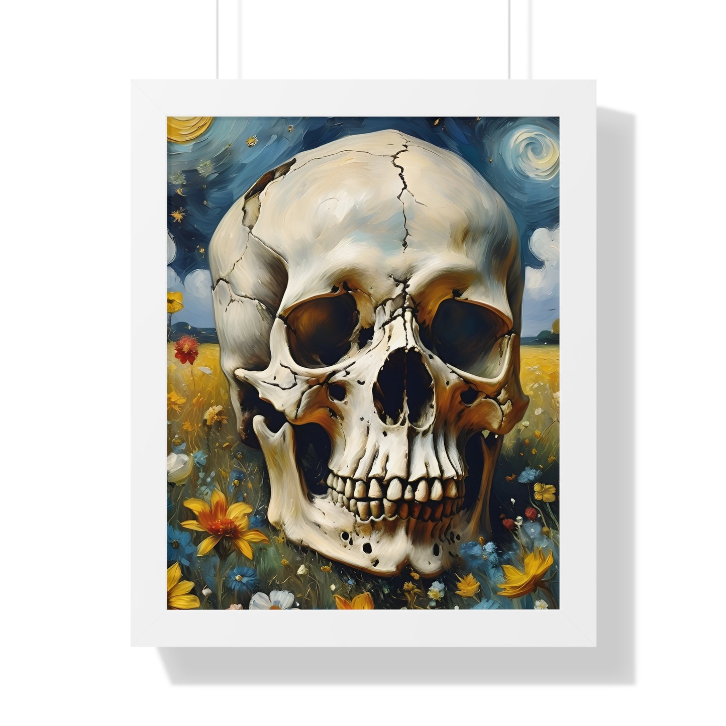 Starry night skull Framed Vertical Poster