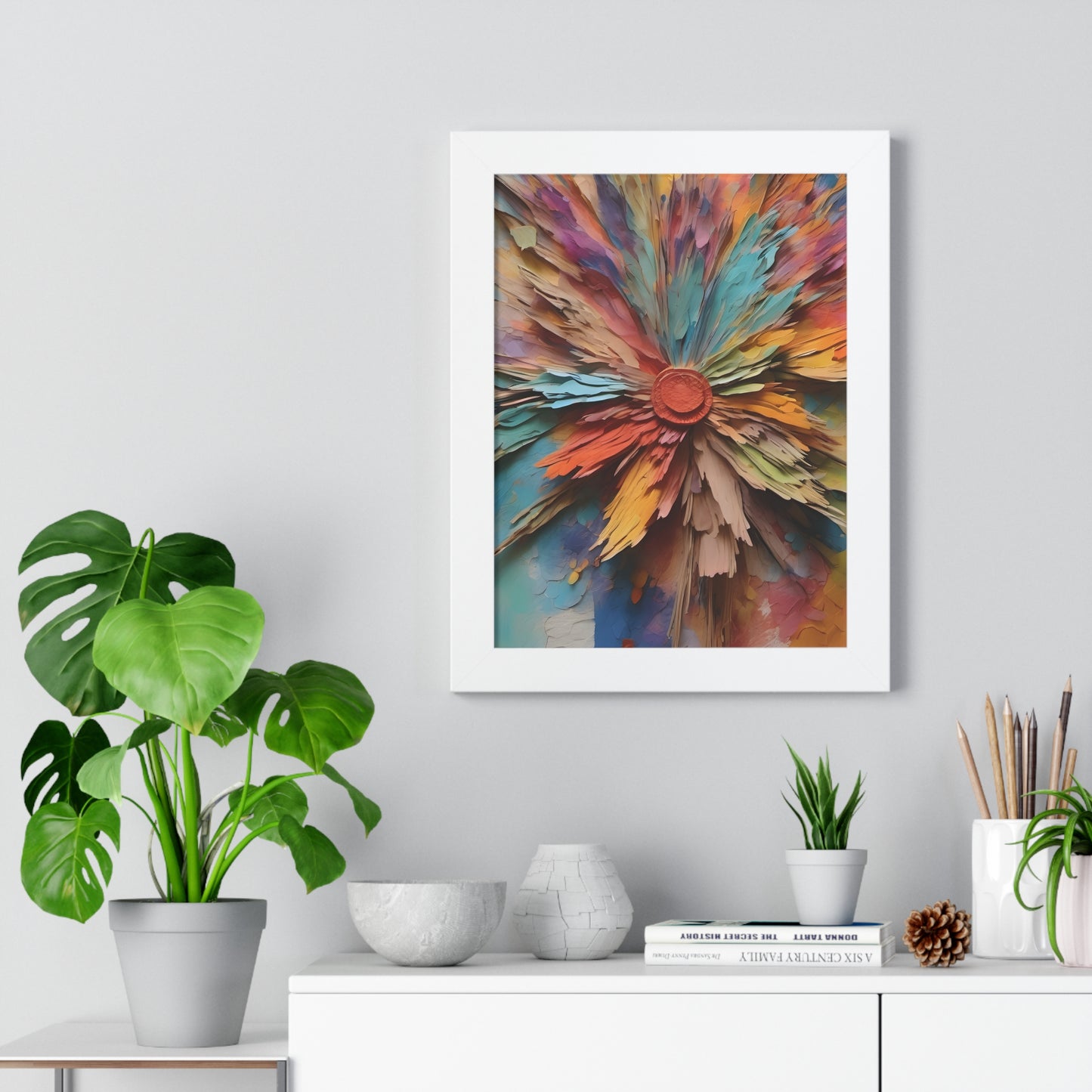 Paper flowers pastel 5 Framed Vertical Poster