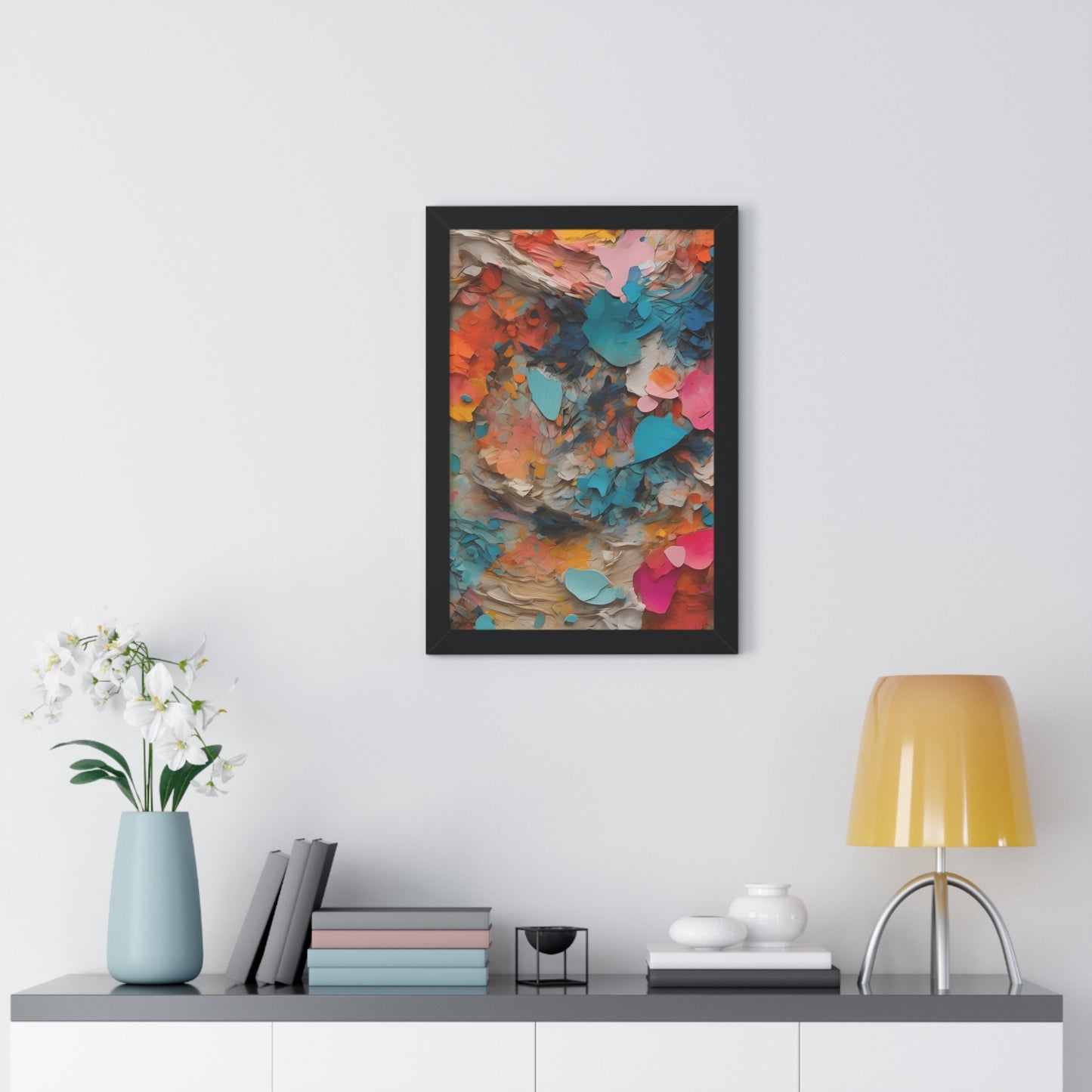 Paper Pastel Flowers 2 Framed Vertical Poster