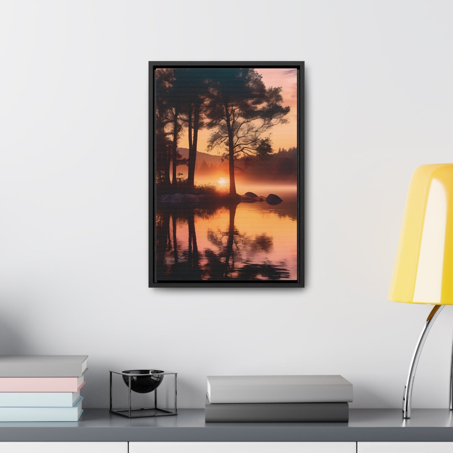 Lake sunset Gallery Canvas Wraps, Vertical Frame