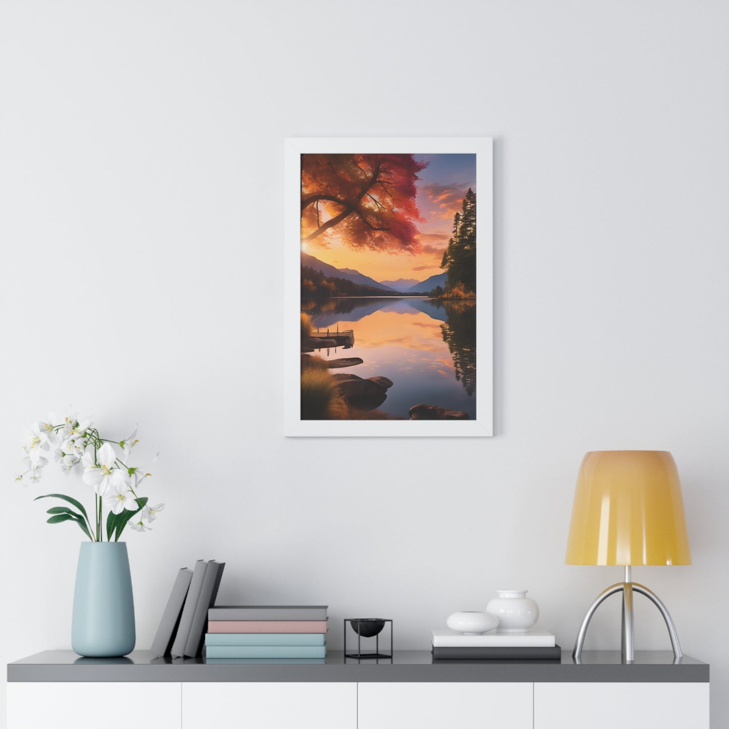 Lake Veiws Framed Vertical Poster