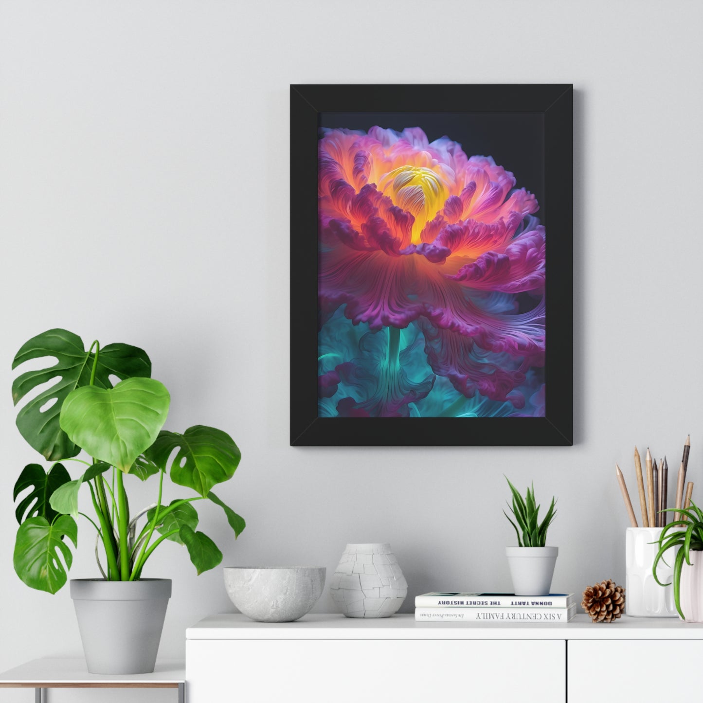 Smokey Peony Framed Vertical Poster