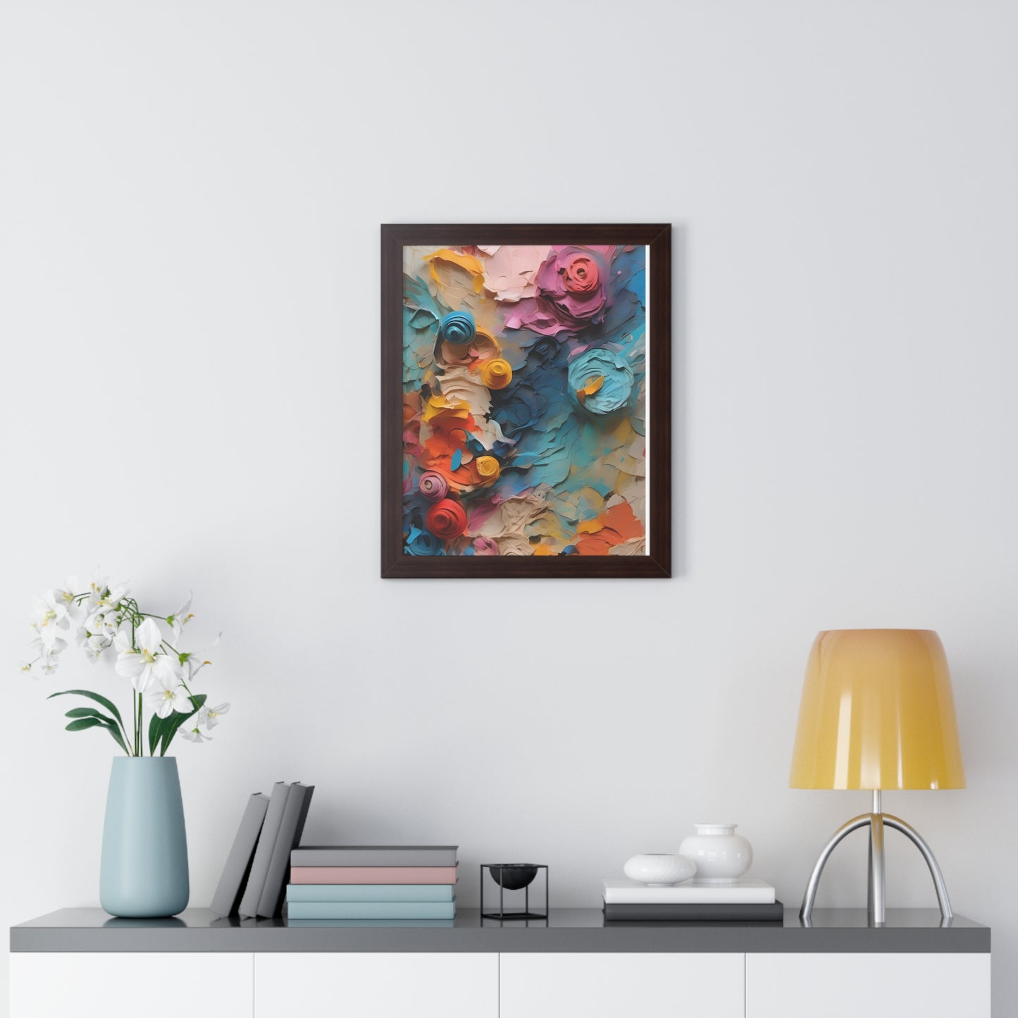 Paper flower pastel 1 Framed Vertical Poster