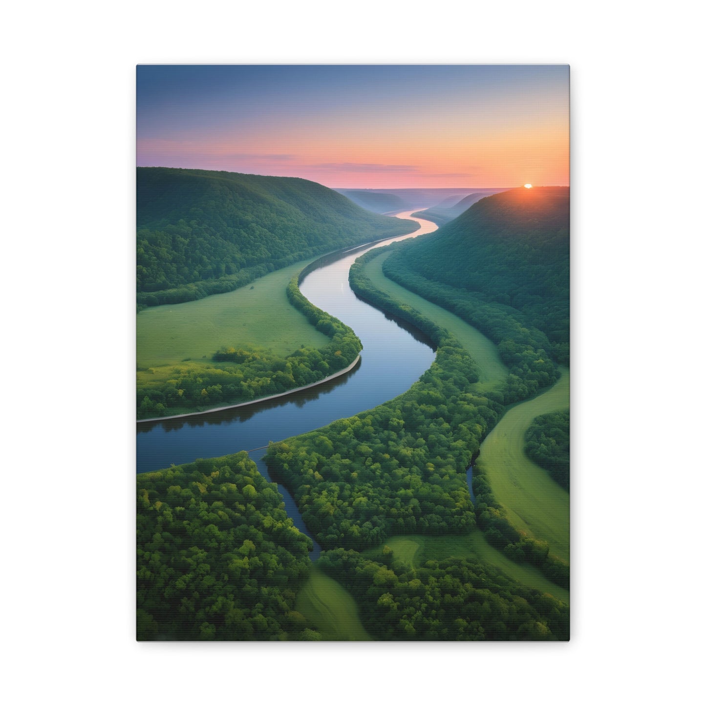 Mississippi River Valley Canvas Stretched, 0.75"