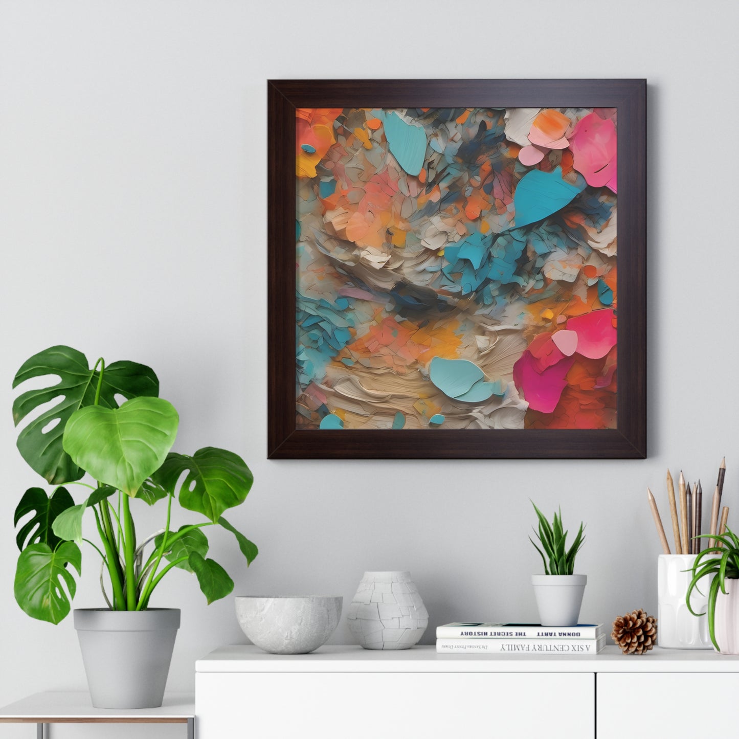 Paper Pastel Flowers 2 Framed Vertical Poster