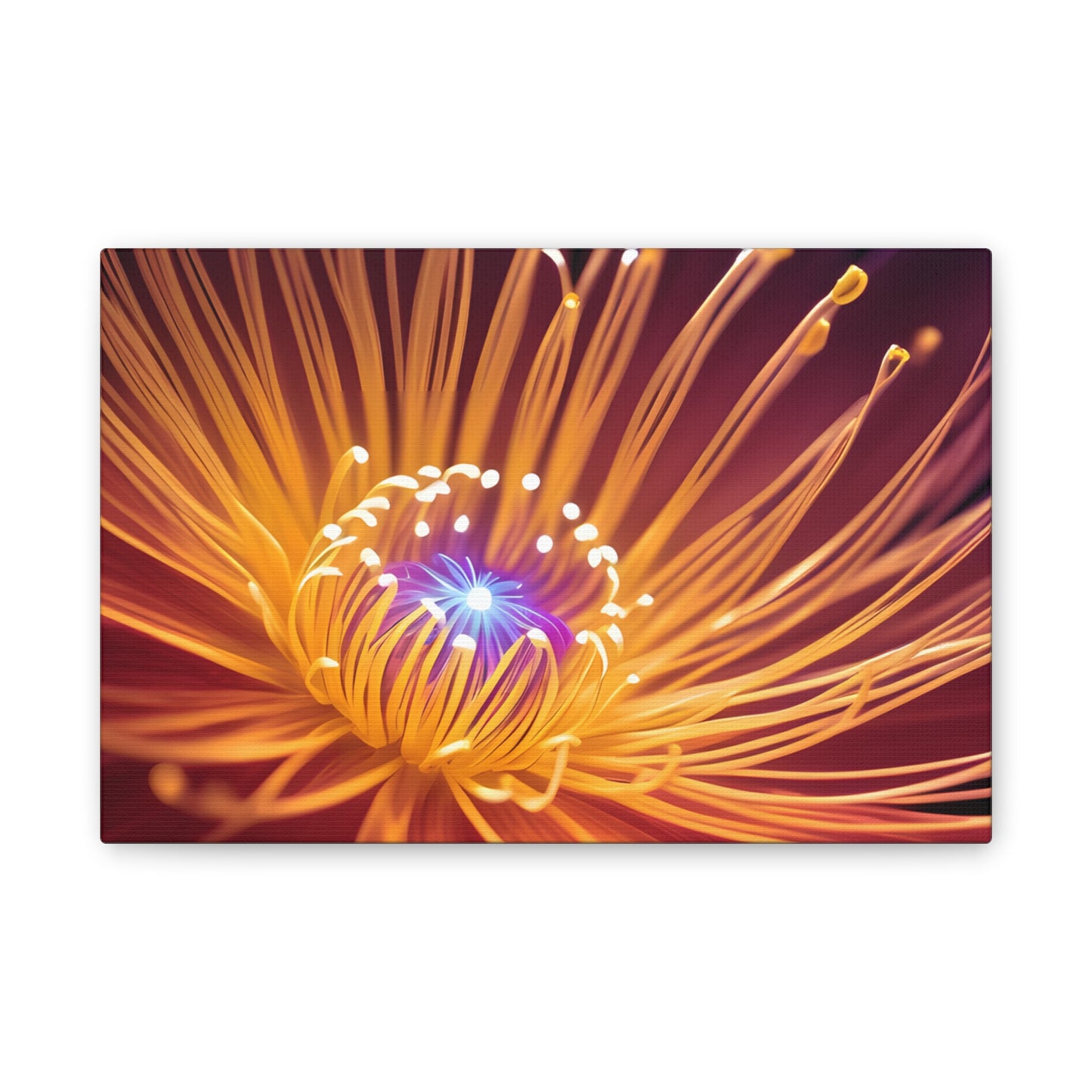 Orange Neon Fiber Optic flower Canvas Stretched, 0.75"