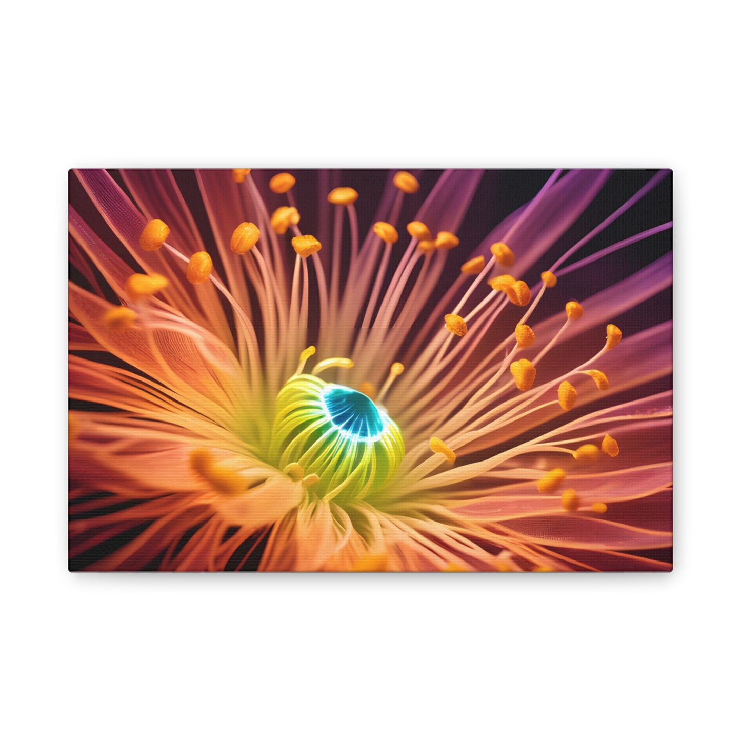 Orange Neon Fiber Optic flower 2.0 Canvas Stretched, 0.75"