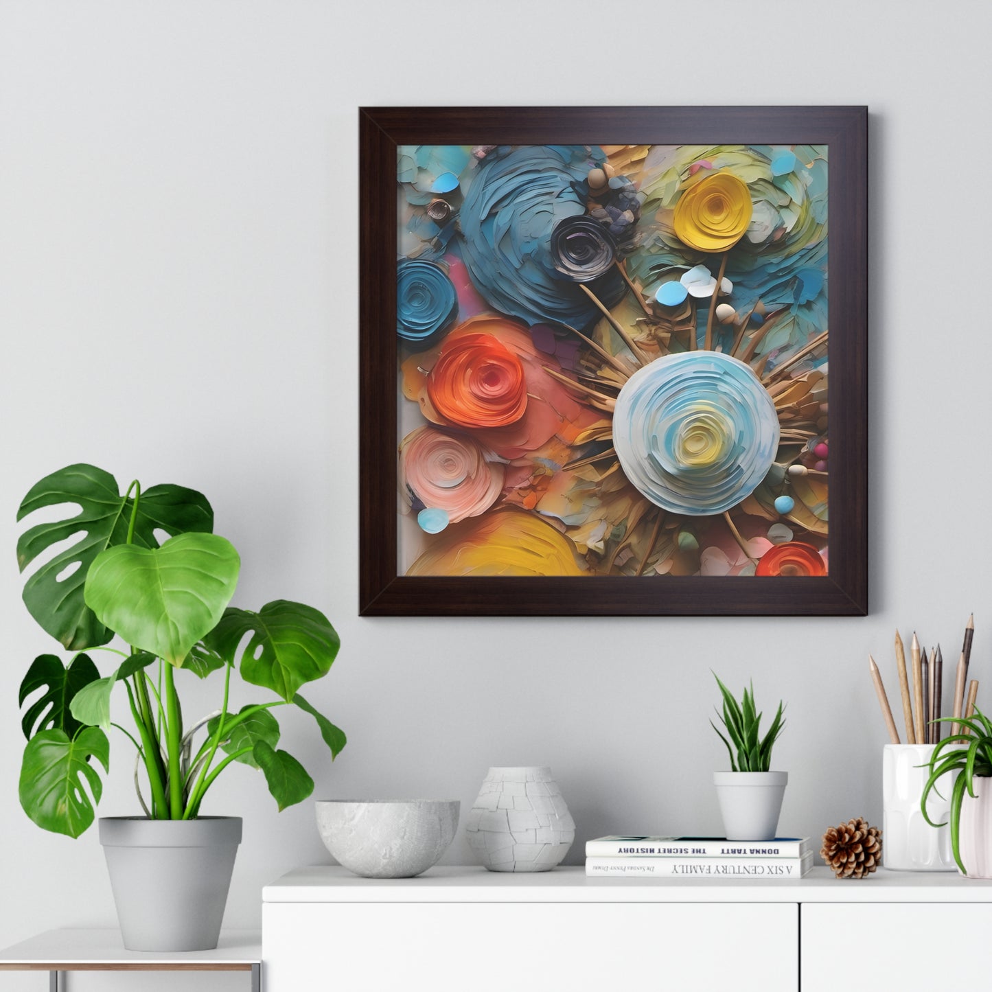 Paper flowers 4 Framed Vertical Poster
