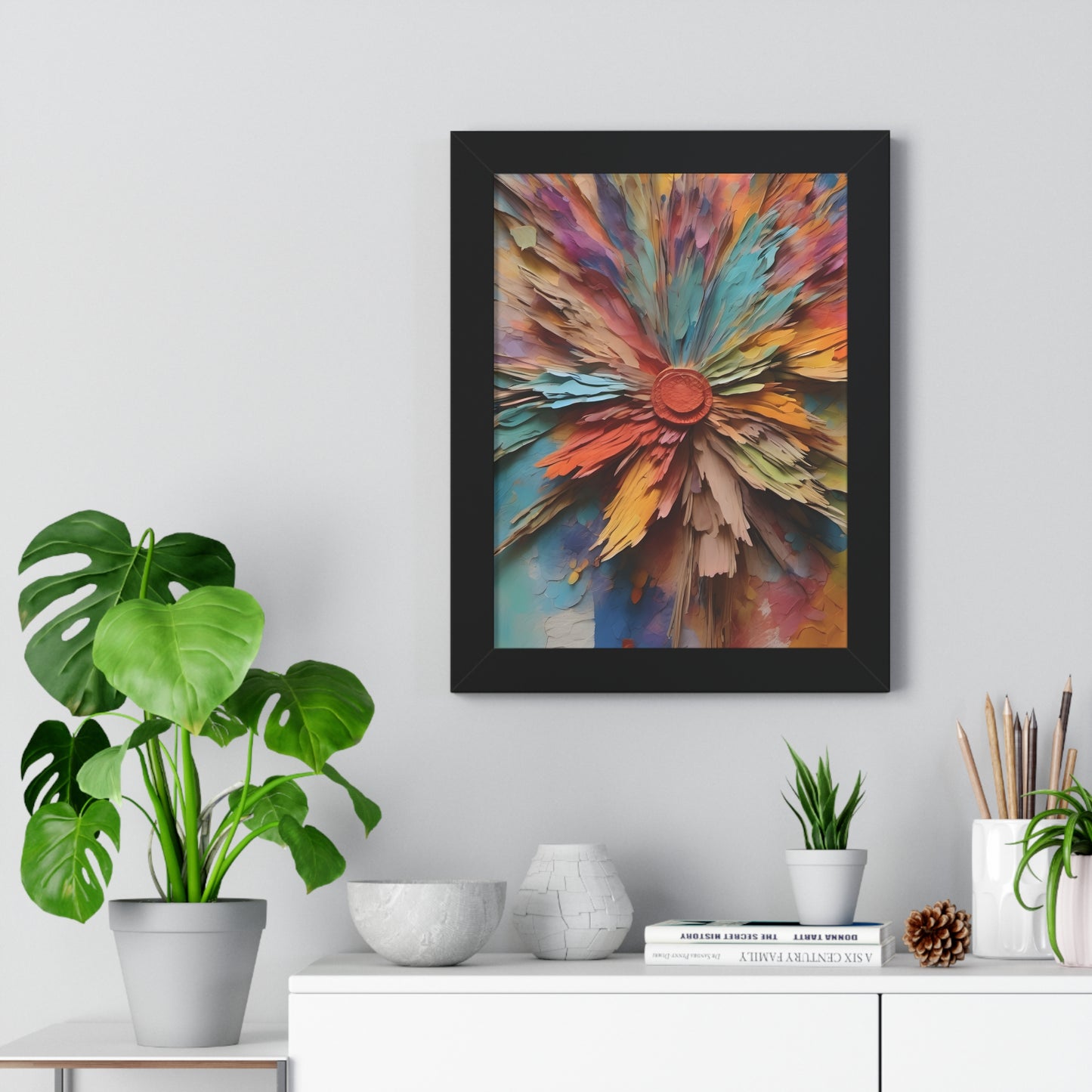 Paper flowers pastel 5 Framed Vertical Poster