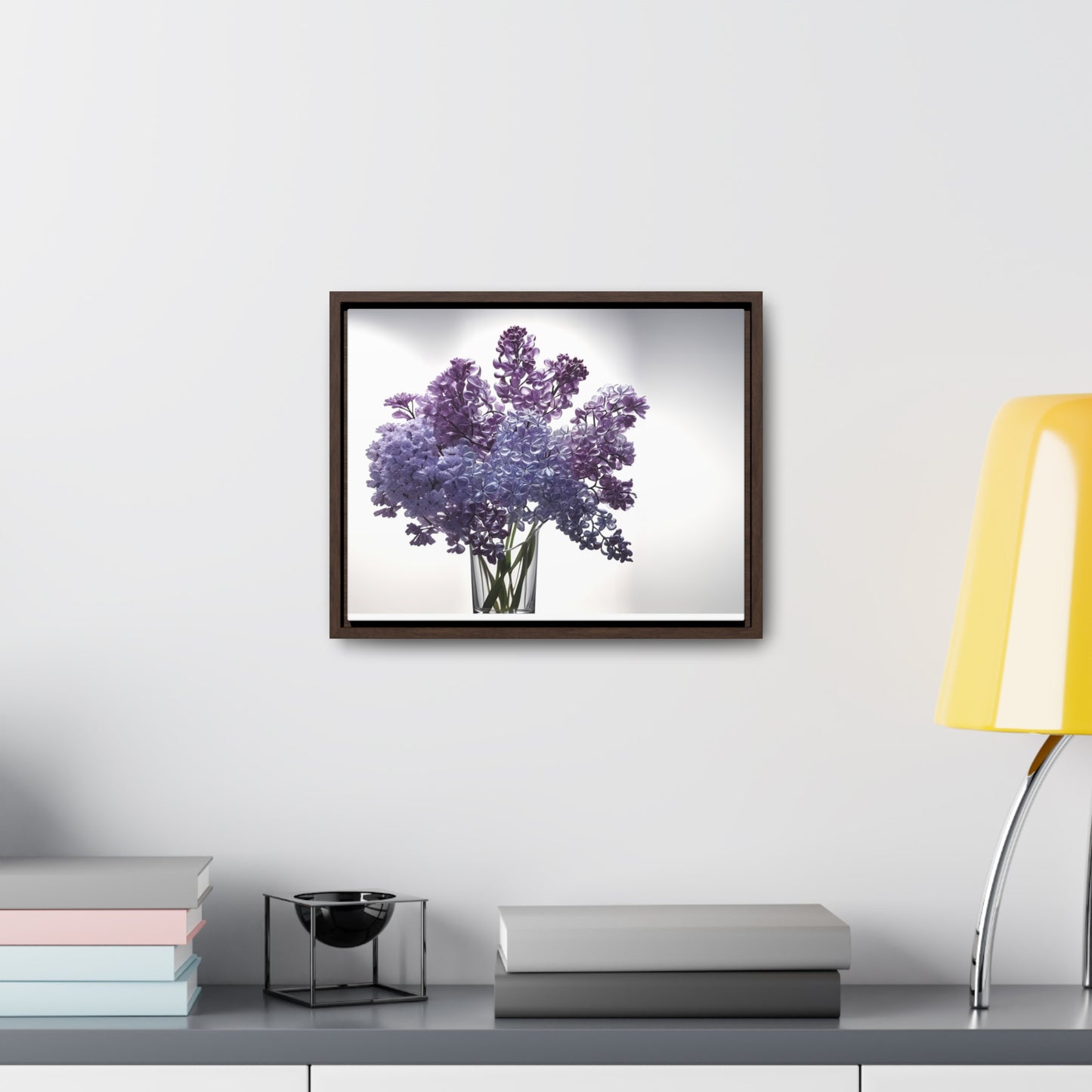 Vase of glass lilacs framed Canvas Gallery Wraps