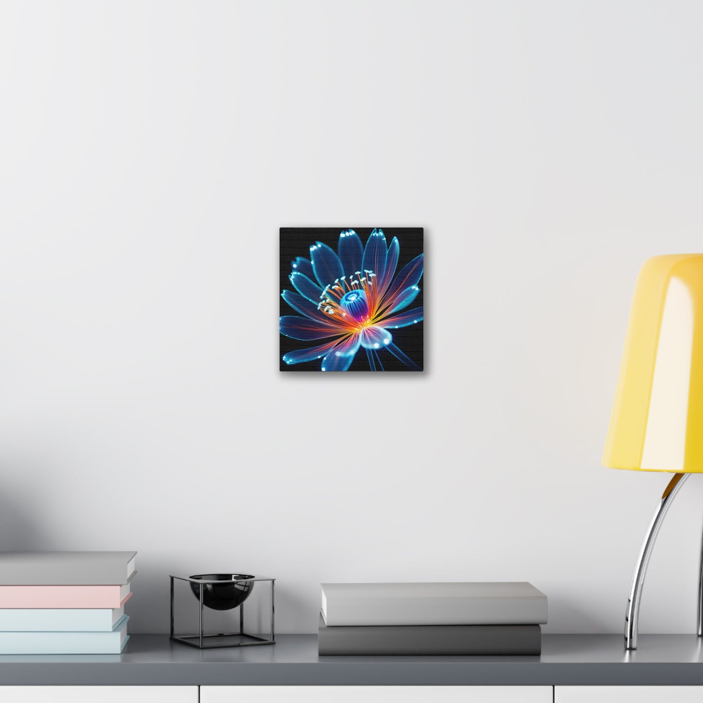 Blue Neon Fiber Optic flower 2.0 Canvas Stretched, 0.75"