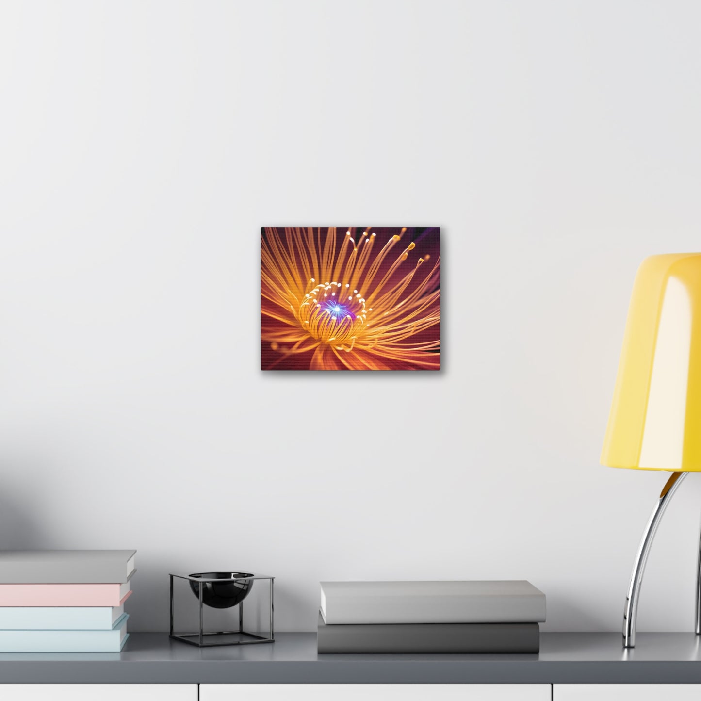 Orange Neon Fiber Optic flower Canvas Stretched, 0.75"