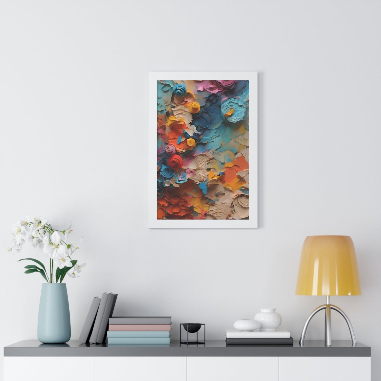 Paper flower pastel 1 Framed Vertical Poster