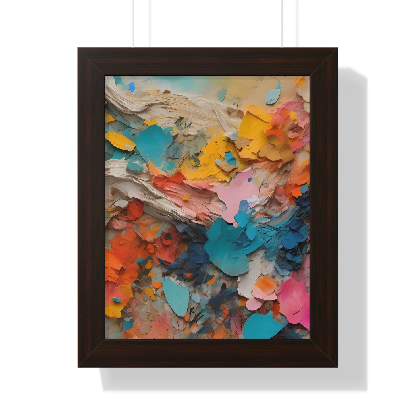 Paper Pastel Flowers 2 Framed Vertical Poster