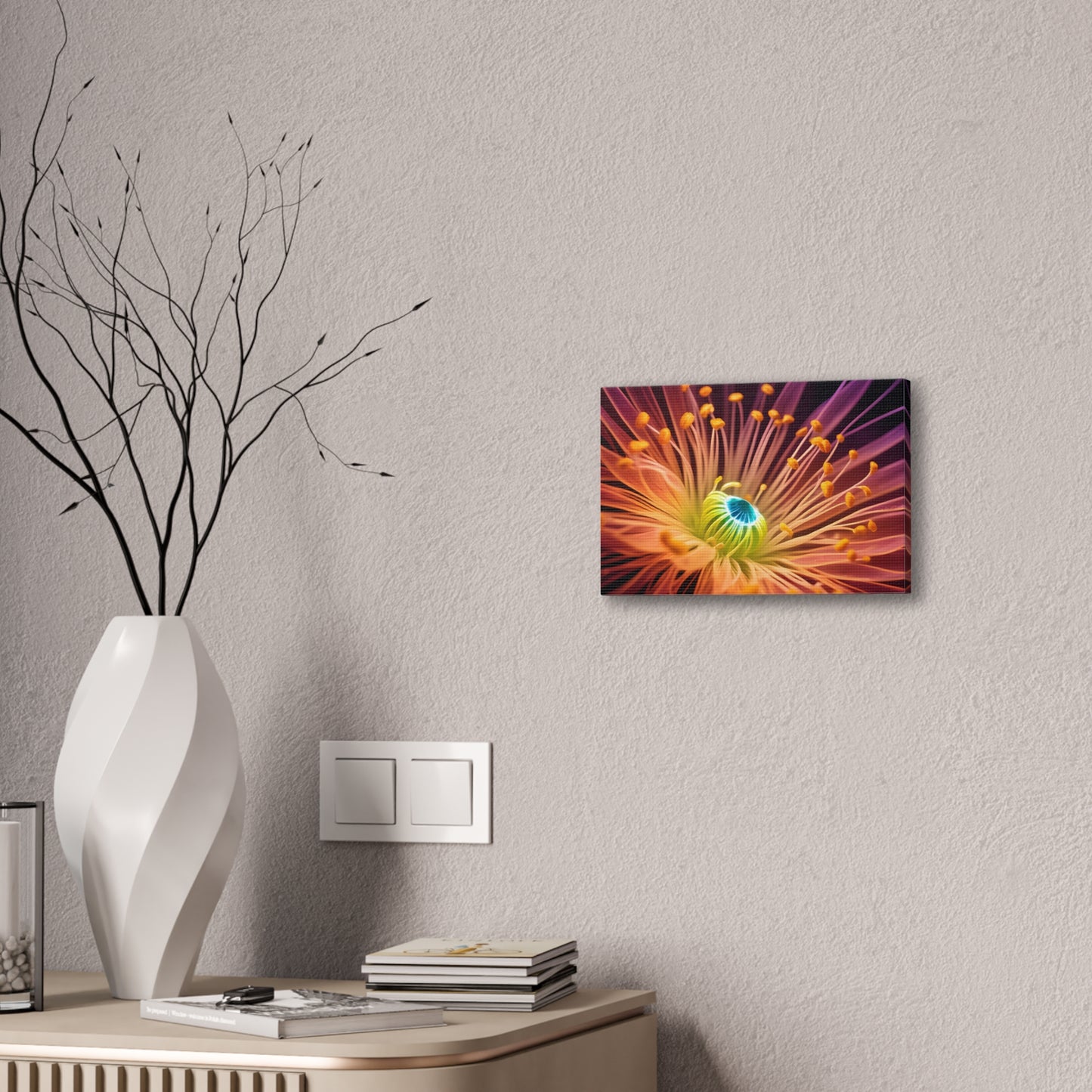 Orange Neon Fiber Optic flower 2.0 Canvas Stretched, 0.75"