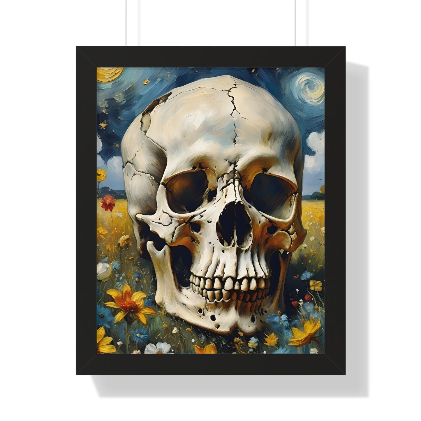 Starry night skull Framed Vertical Poster