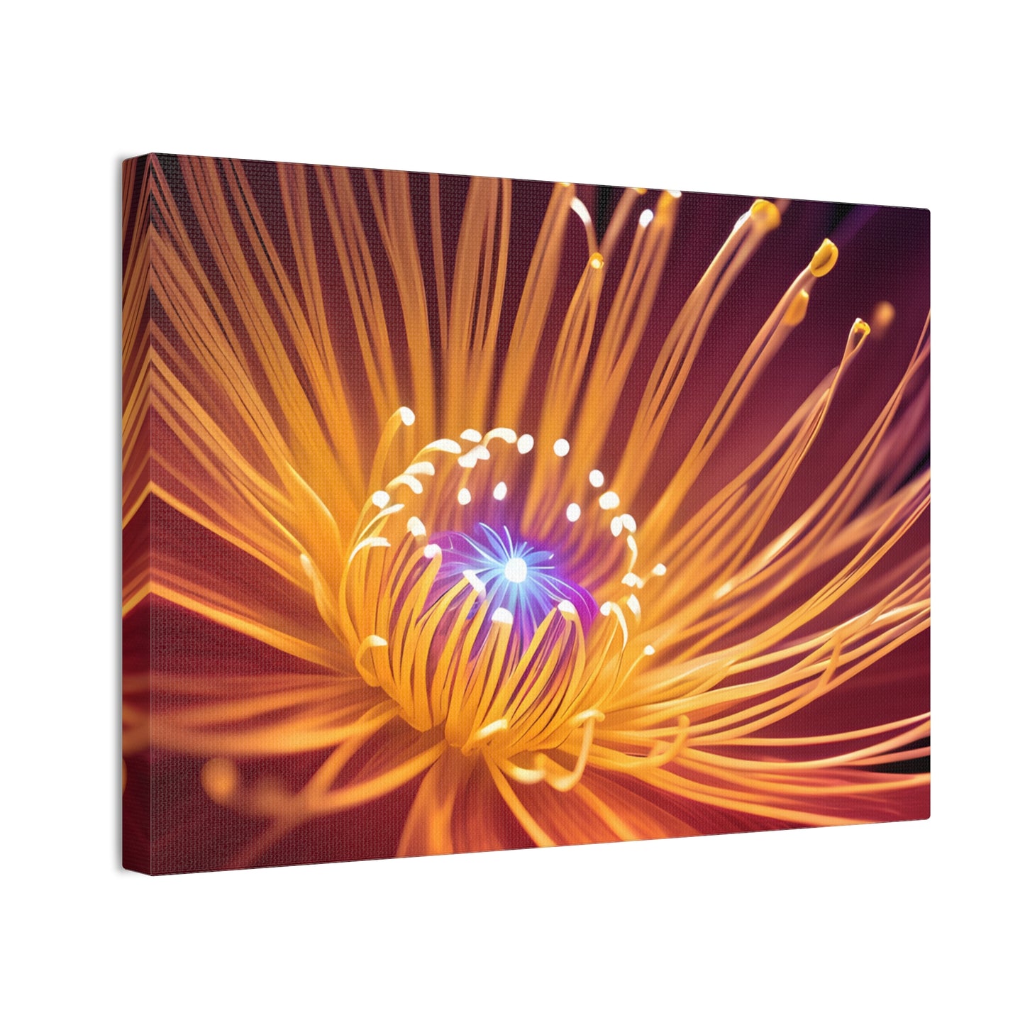 Orange Neon Fiber Optic flower Canvas Stretched, 0.75"