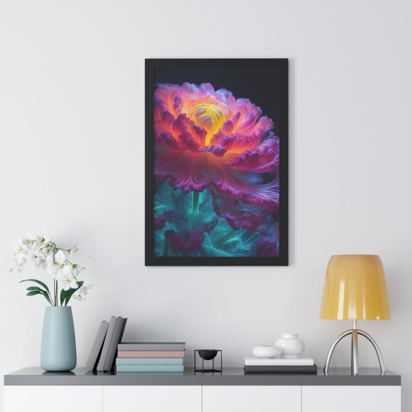 Smokey Peony Framed Vertical Poster