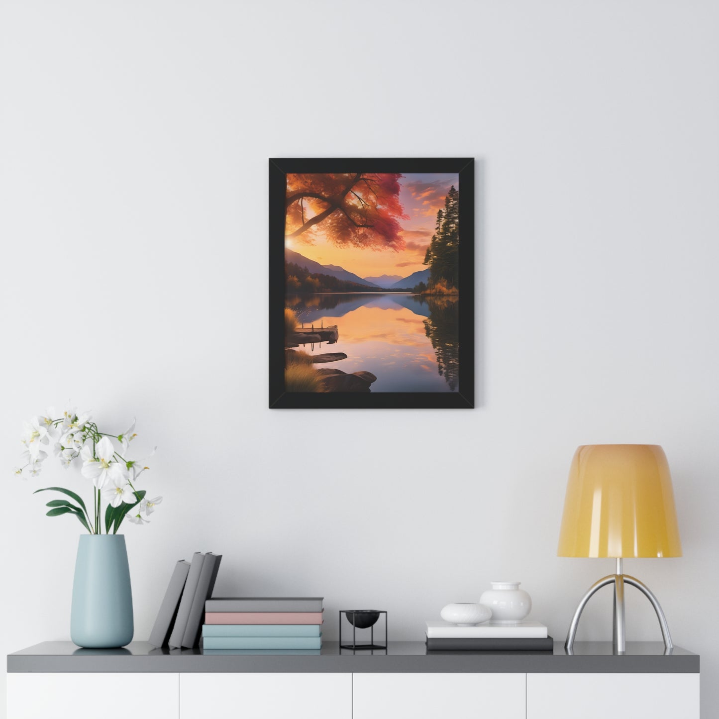 Lake Veiws Framed Vertical Poster